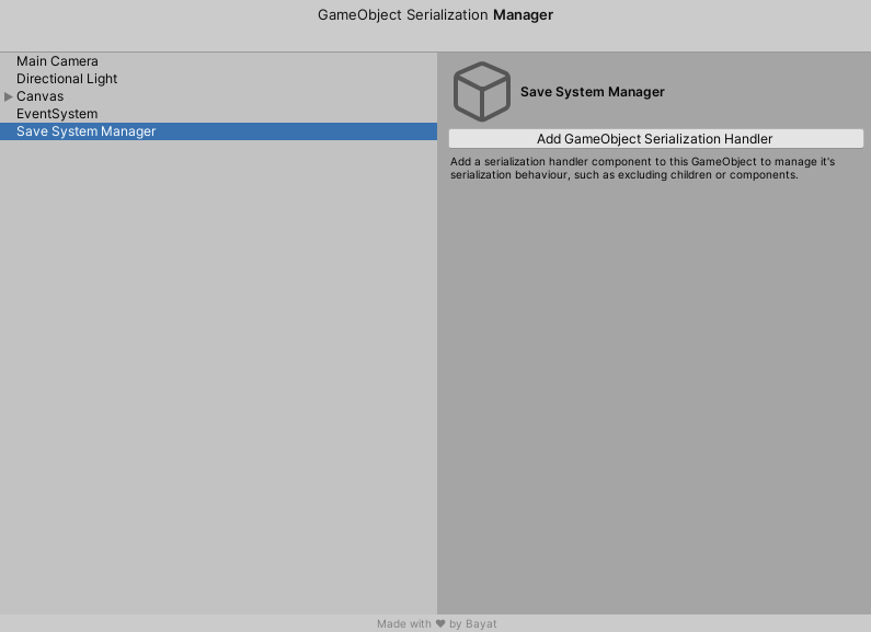 GameObject Serialization Manager Window