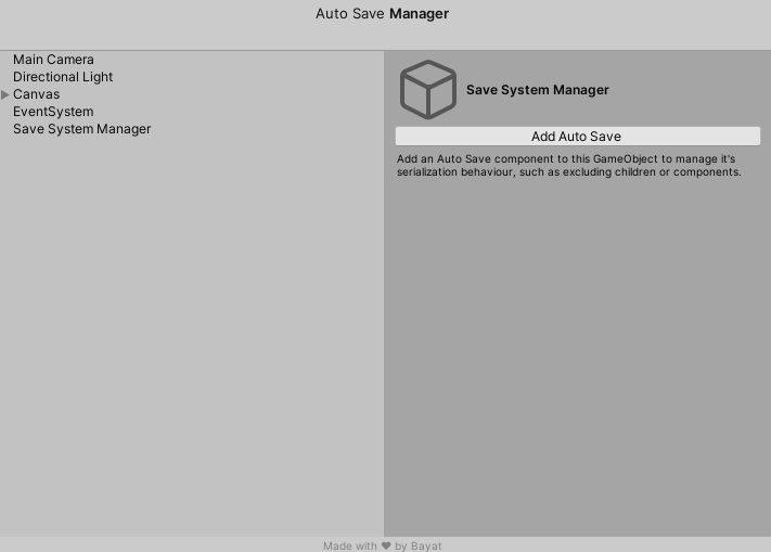 Auto Save Manager Window