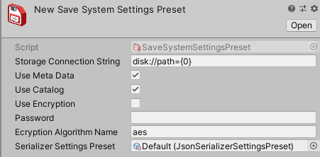 A new Save System Settings Preset